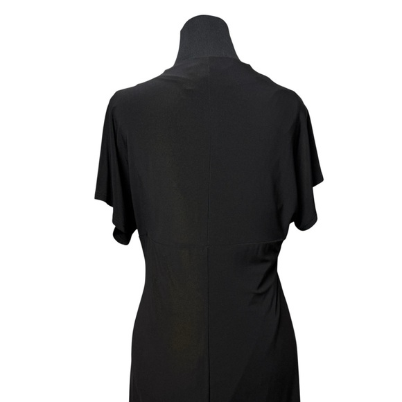 Evan Picone Black Wrap Whimsigoth Dress V-Neck Ruched Dress SZ 12 Lined Witchy - Picture 6 of 10